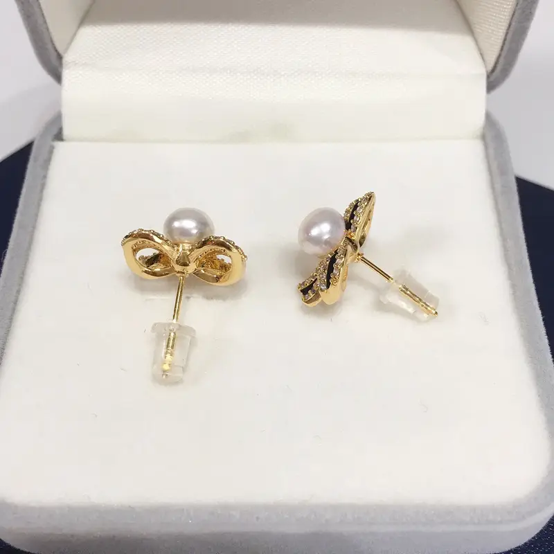 Bow Zircon Pearl Earrings High Fashion Design — feature 15