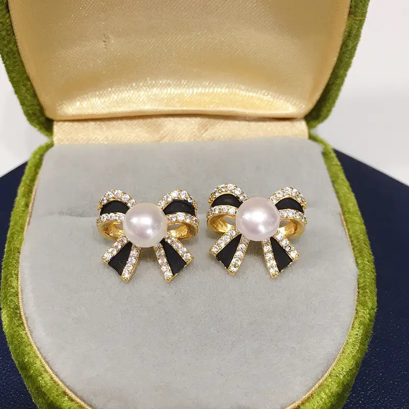 Bow Zircon Pearl Earrings High Fashion Design — feature 8