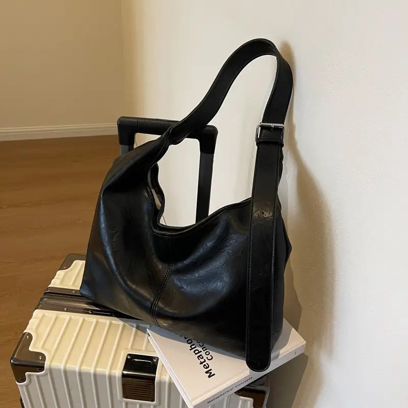 Brown Leather Retro Shoulder Tote Bag for Women - Image 9