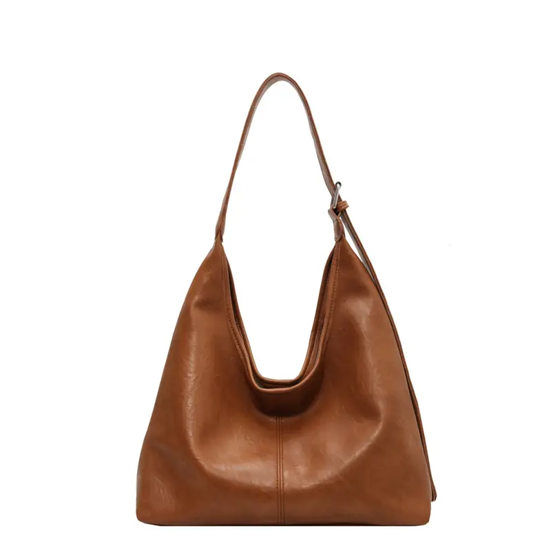 Brown Leather Retro Shoulder Tote Bag for Women - Image 10