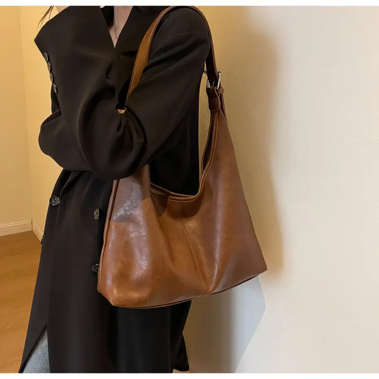 Brown Leather Retro Shoulder Tote Bag for Women — feature 11