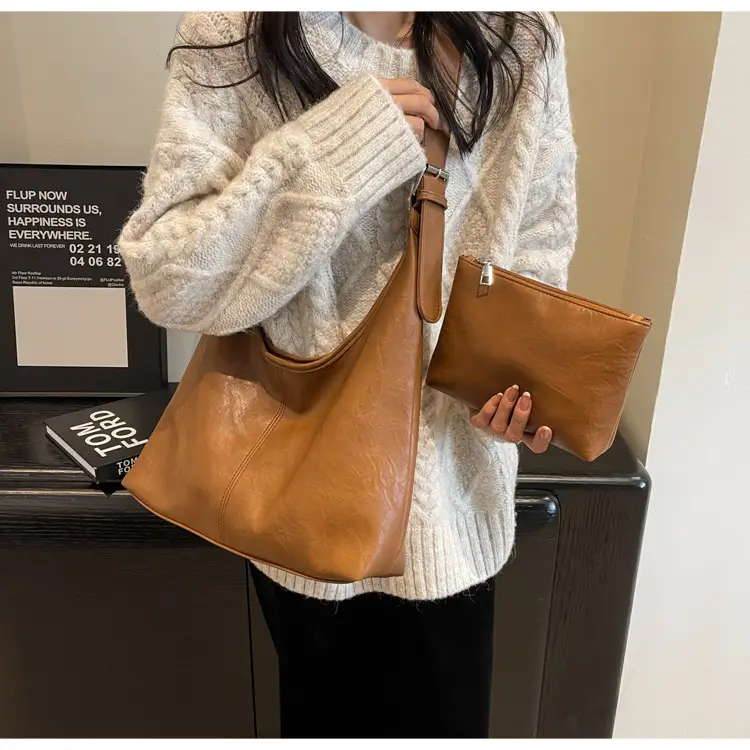Brown Leather Retro Shoulder Tote Bag for Women — feature 21