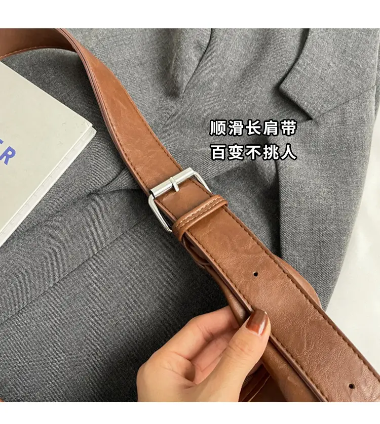 Brown Leather Retro Shoulder Tote Bag for Women — feature 3
