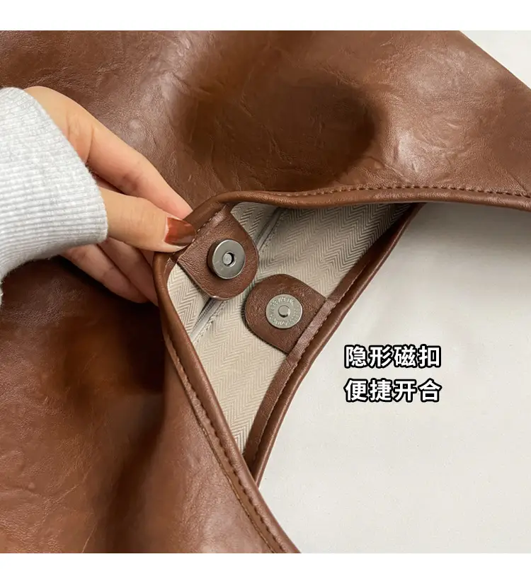 Brown Leather Retro Shoulder Tote Bag for Women — feature 4