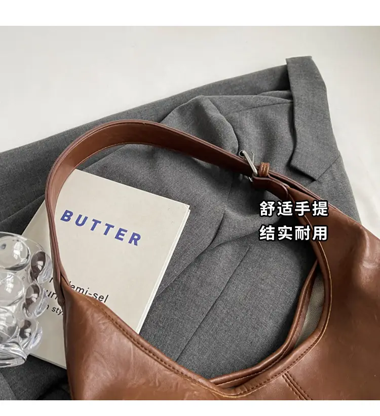 Brown Leather Retro Shoulder Tote Bag for Women — feature 5