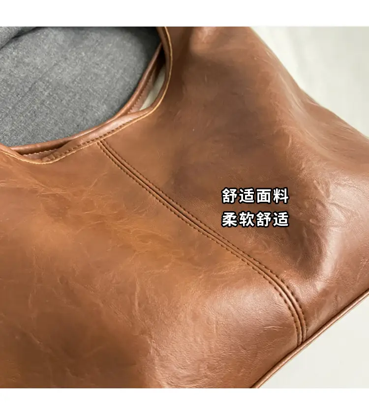 Brown Leather Retro Shoulder Tote Bag for Women — feature 6