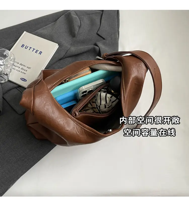 Brown Leather Retro Shoulder Tote Bag for Women — feature 7