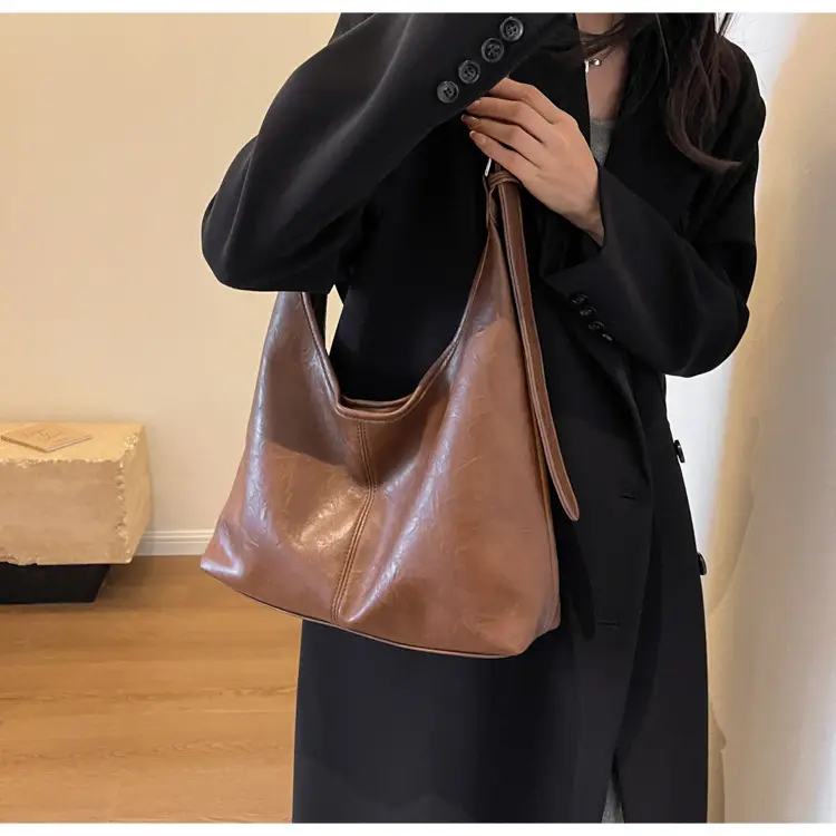 Brown Leather Retro Shoulder Tote Bag for Women — feature 9