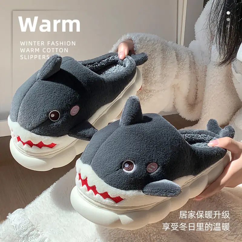 New autumn and winter children's cotton slippers boys and girls indoor cartoon shark girls' slippers infant baby cotton slippers