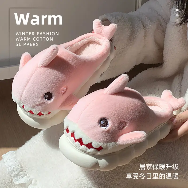 New autumn and winter children's cotton slippers boys and girls indoor cartoon shark girls' slippers infant baby cotton slippers