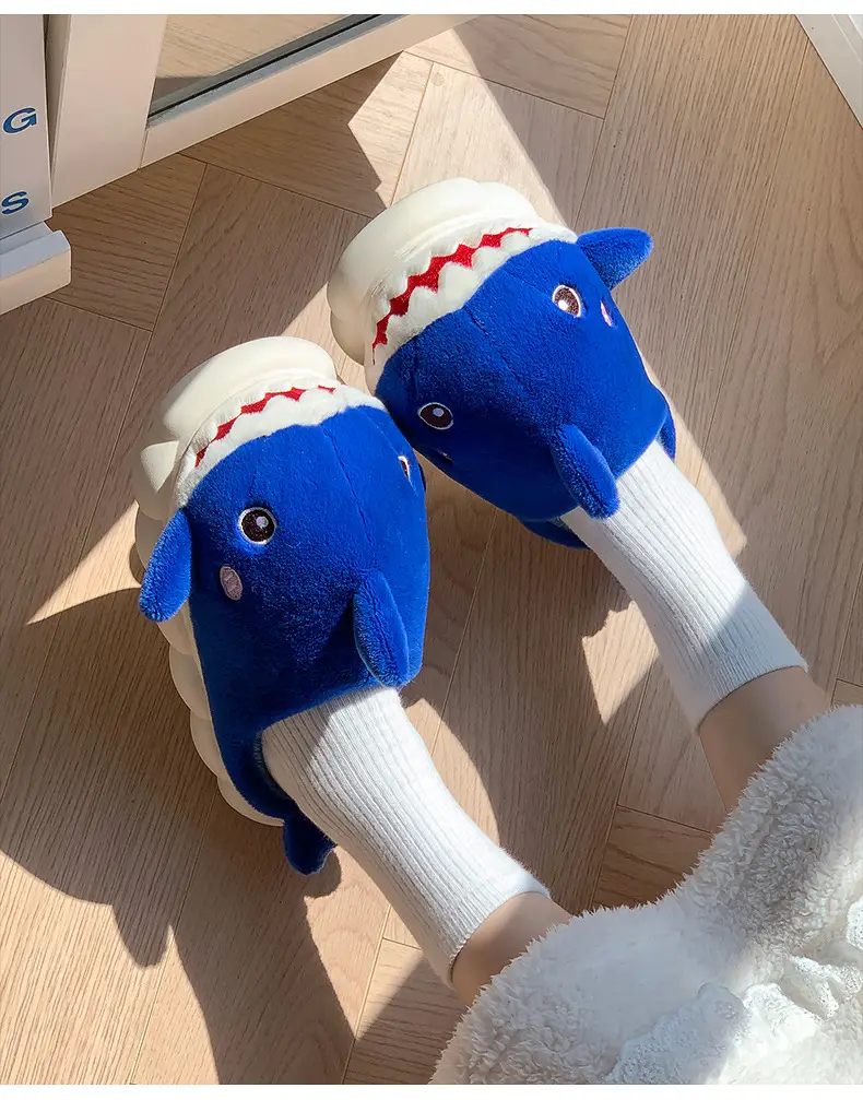 New autumn and winter children's cotton slippers boys and girls indoor cartoon shark girls' slippers infant baby cotton slippers — feature 14