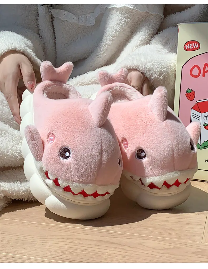 New autumn and winter children's cotton slippers boys and girls indoor cartoon shark girls' slippers infant baby cotton slippers — feature 15
