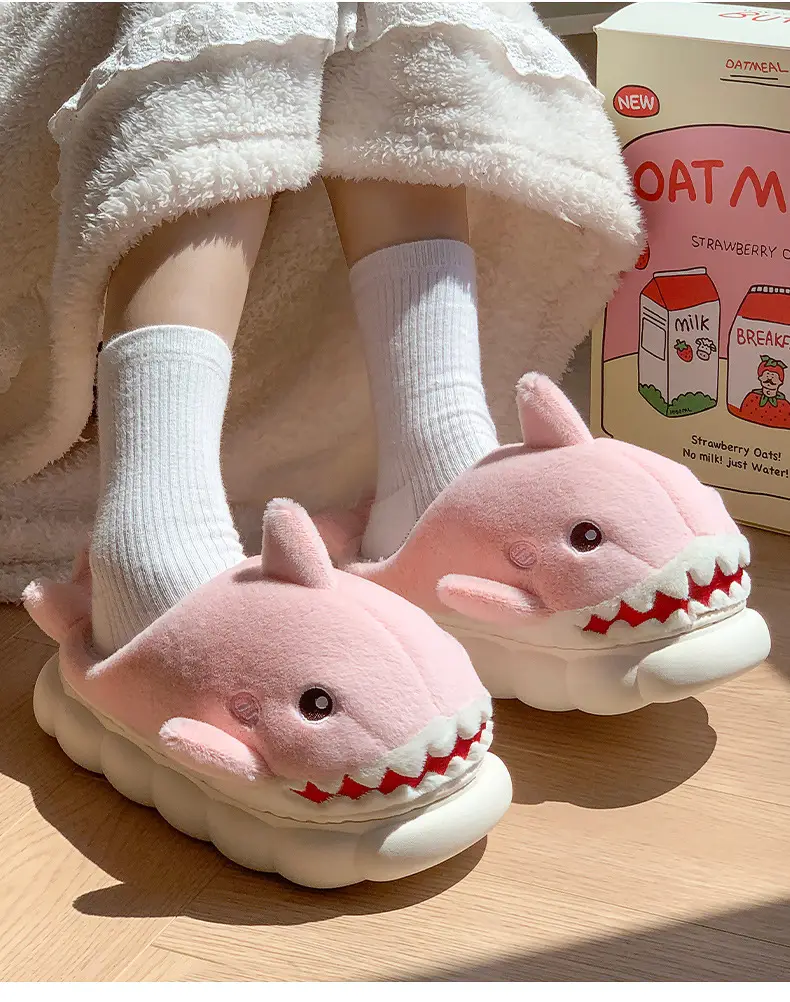 New autumn and winter children's cotton slippers boys and girls indoor cartoon shark girls' slippers infant baby cotton slippers — feature 16