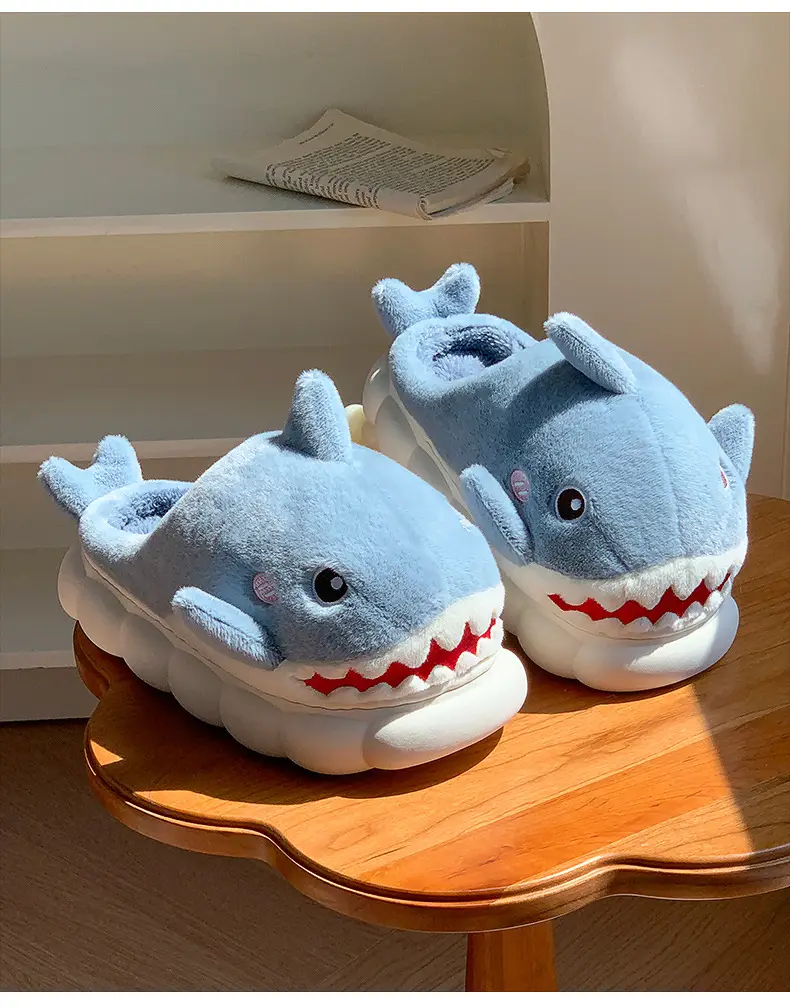 New autumn and winter children's cotton slippers boys and girls indoor cartoon shark girls' slippers infant baby cotton slippers — feature 17
