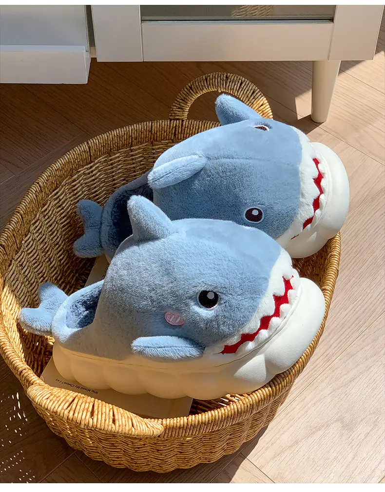 New autumn and winter children's cotton slippers boys and girls indoor cartoon shark girls' slippers infant baby cotton slippers — feature 18