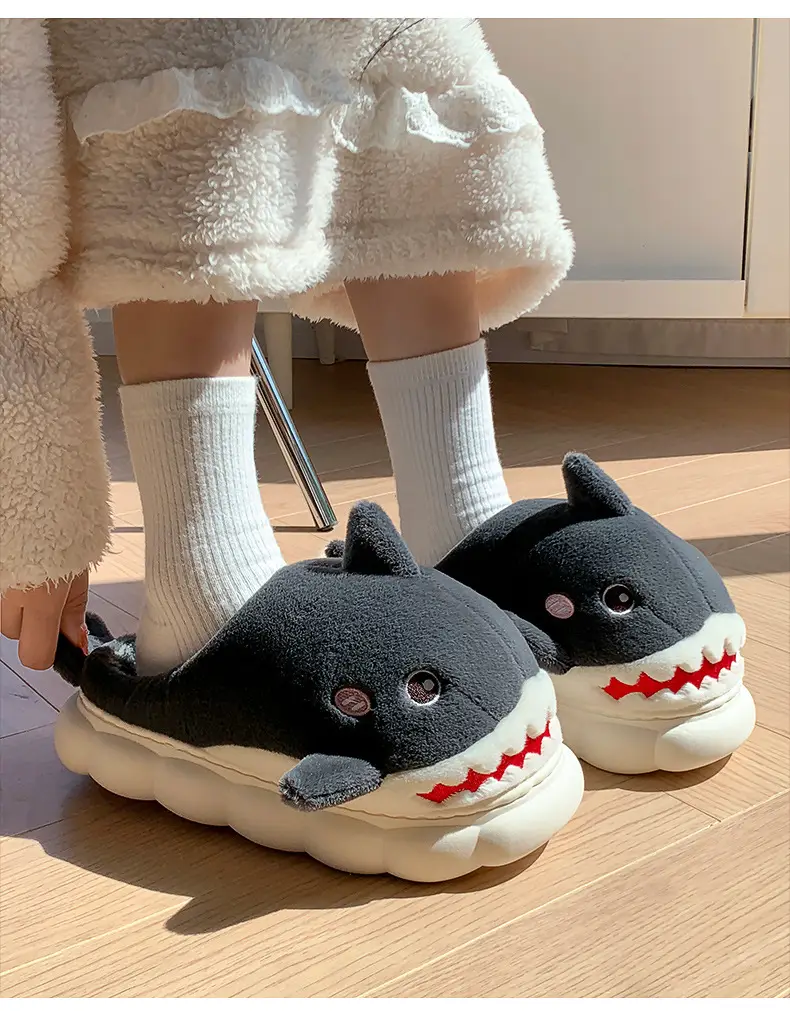 New autumn and winter children's cotton slippers boys and girls indoor cartoon shark girls' slippers infant baby cotton slippers — feature 20