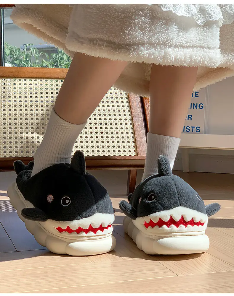 New autumn and winter children's cotton slippers boys and girls indoor cartoon shark girls' slippers infant baby cotton slippers — feature 21