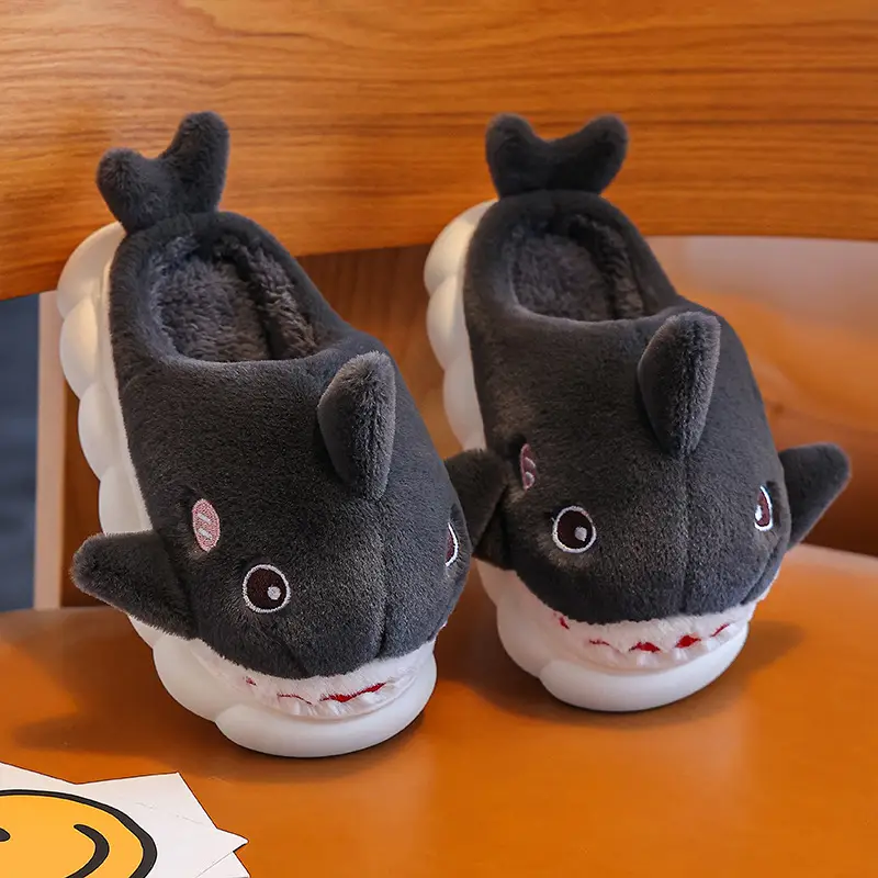 New autumn and winter children's cotton slippers boys and girls indoor cartoon shark girls' slippers infant baby cotton slippers