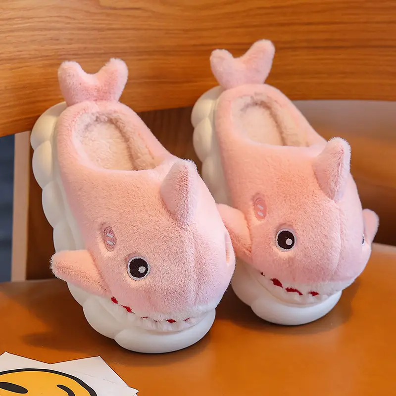 New autumn and winter children's cotton slippers boys and girls indoor cartoon shark girls' slippers infant baby cotton slippers