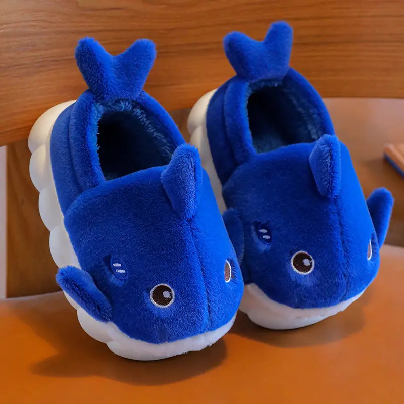 New autumn and winter children's cotton slippers boys and girls indoor cartoon shark girls' slippers infant baby cotton slippers
