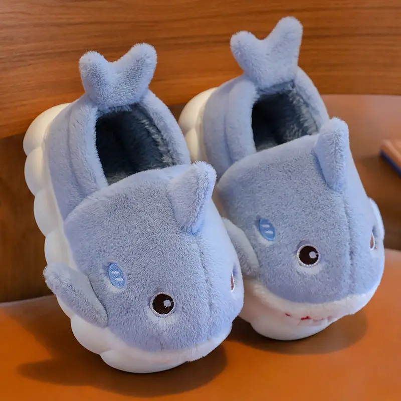 New autumn and winter children's cotton slippers boys and girls indoor cartoon shark girls' slippers infant baby cotton slippers
