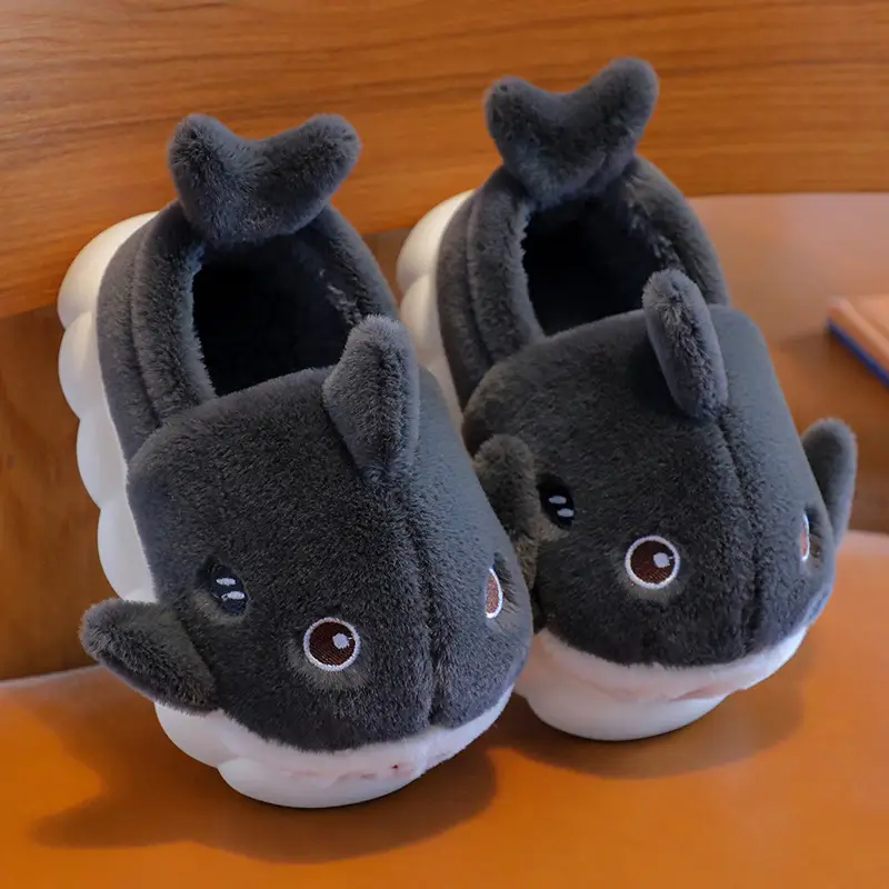 New autumn and winter children's cotton slippers boys and girls indoor cartoon shark girls' slippers infant baby cotton slippers