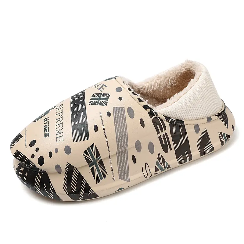 Men's Cotton Padded Indoor Slippers Waterproof Fleece Warm - Image 5