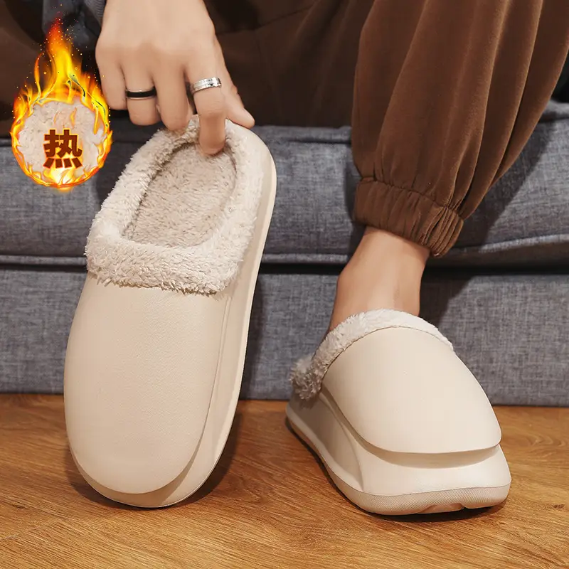 Warm Fleece Lined Cross-Body Slippers for Men Women Plus Size - Image 3
