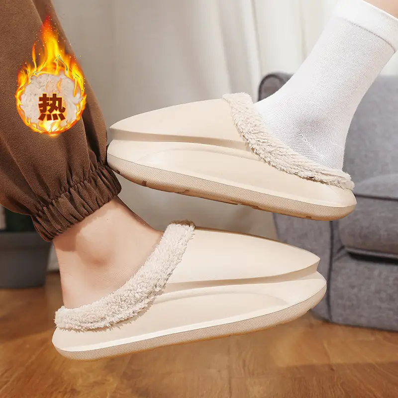 Warm Fleece Lined Cross-Body Slippers for Men Women Plus Size - Image 5