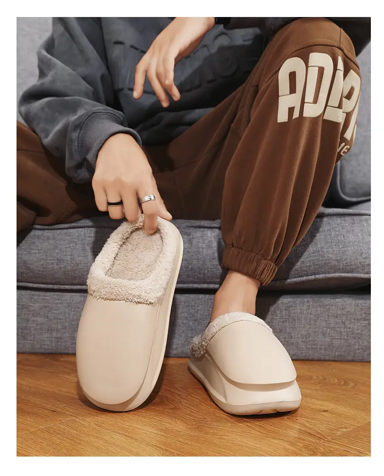 Warm Fleece Lined Cross-Body Slippers for Men Women Plus Size — feature 11