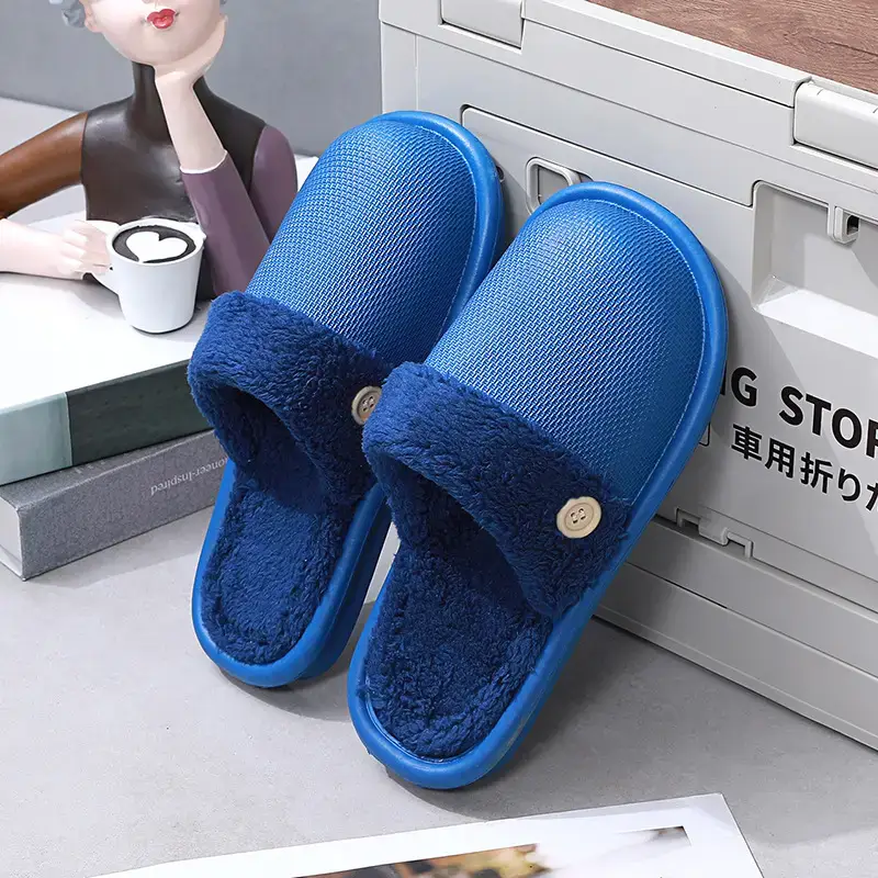 New Detachable Cotton Slippers for Women's Outer Wear Non-slip Winter Couple's Thick Bottom Indoor Warm Household Slippers for Men