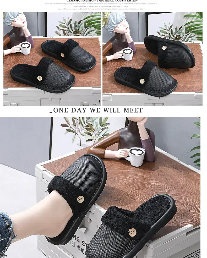 New Detachable Cotton Slippers for Women's Outer Wear Non-slip Winter Couple's Thick Bottom Indoor Warm Household Slippers for Men — feature 15