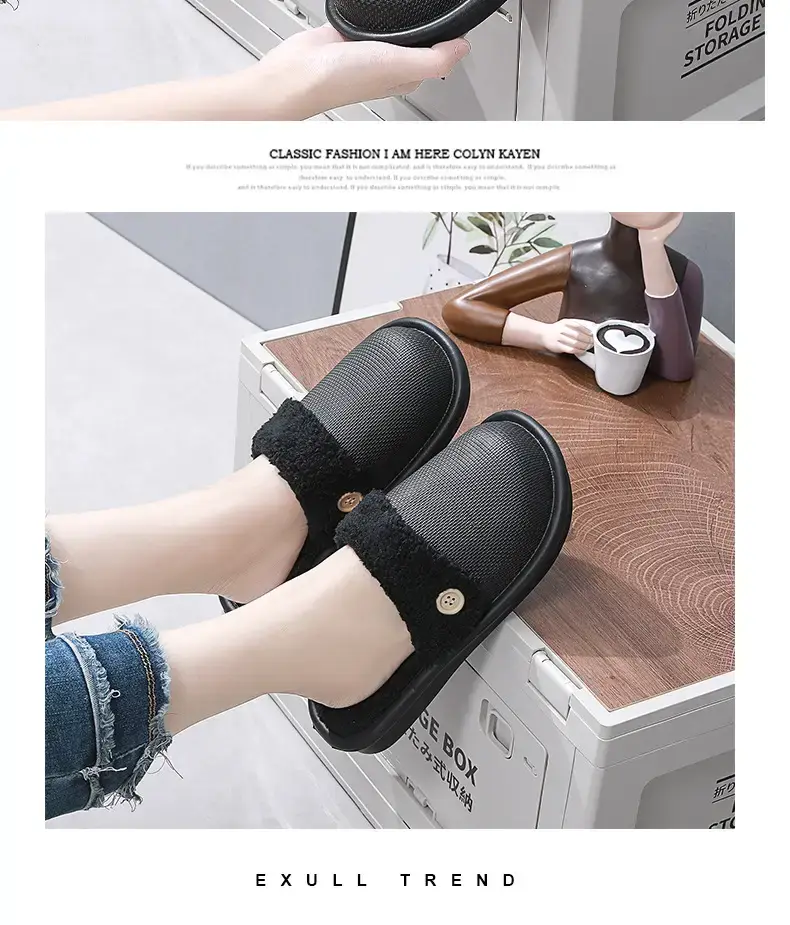 New Detachable Cotton Slippers for Women's Outer Wear Non-slip Winter Couple's Thick Bottom Indoor Warm Household Slippers for Men — feature 16