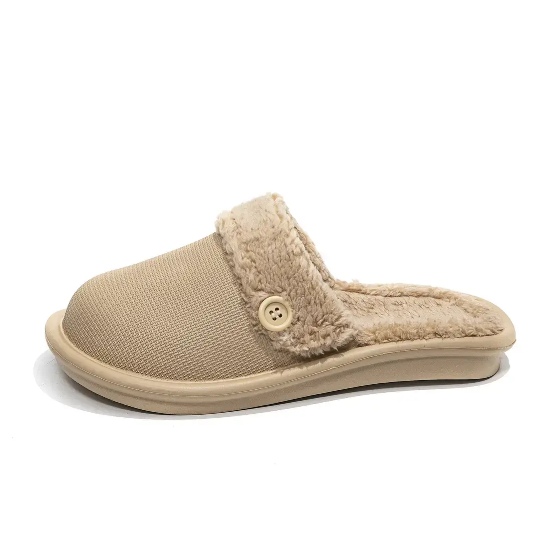 New Detachable Cotton Slippers for Women's Outer Wear Non-slip Winter Couple's Thick Bottom Indoor Warm Household Slippers for Men