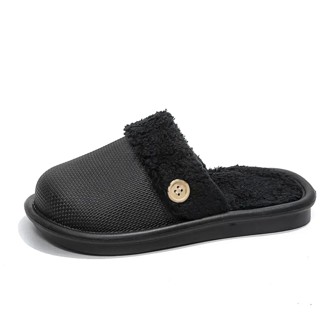 New Detachable Cotton Slippers for Women's Outer Wear Non-slip Winter Couple's Thick Bottom Indoor Warm Household Slippers for Men