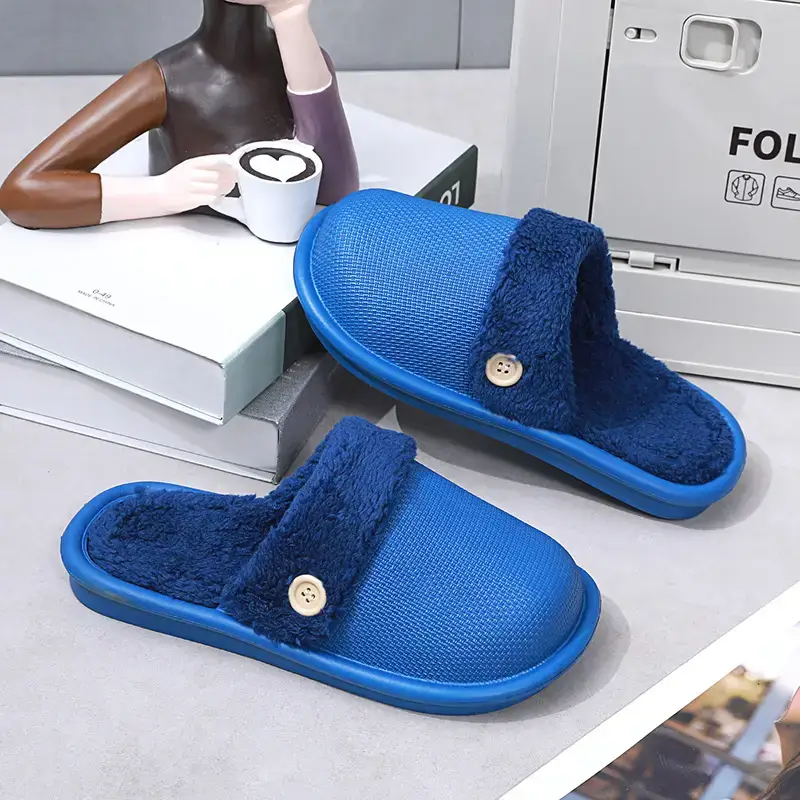 2023 New Autumn and Winter Couple Thick-soled Detachable Home Cotton Slippers Women's Mao Mao Warm Indoor Shoes