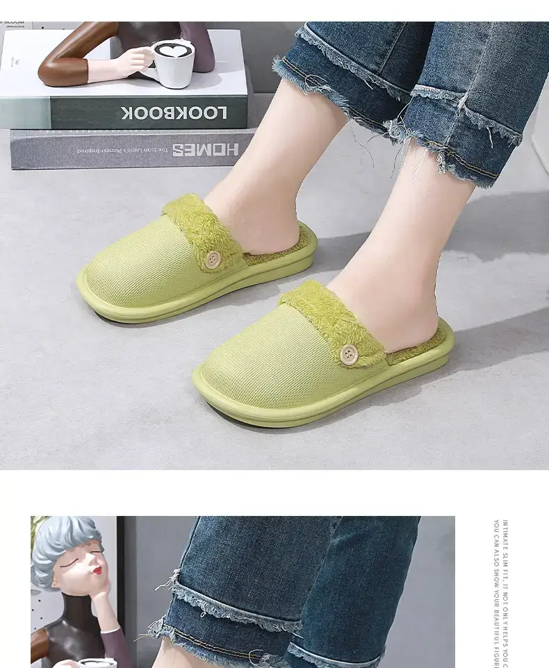 2023 New Autumn and Winter Couple Thick-soled Detachable Home Cotton Slippers Women's Mao Mao Warm Indoor Shoes — feature 12