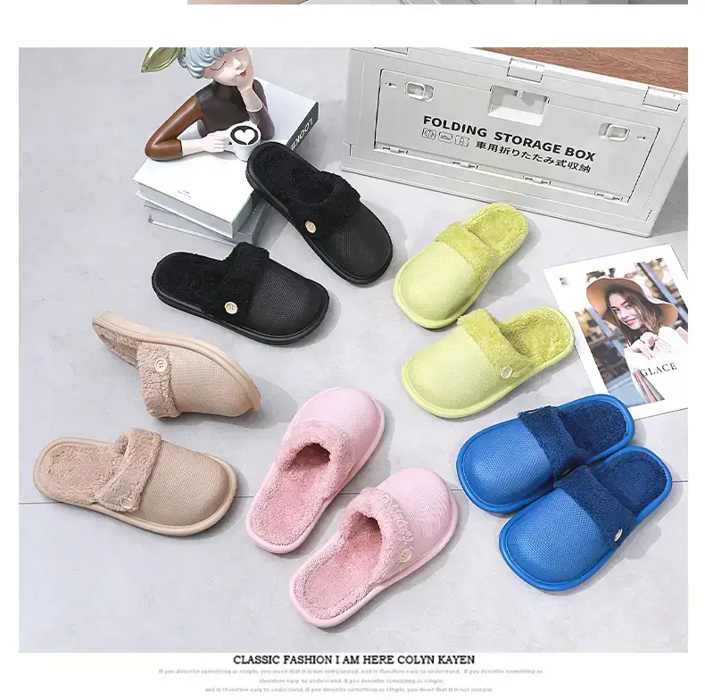 2023 New Autumn and Winter Couple Thick-soled Detachable Home Cotton Slippers Women's Mao Mao Warm Indoor Shoes — feature 8