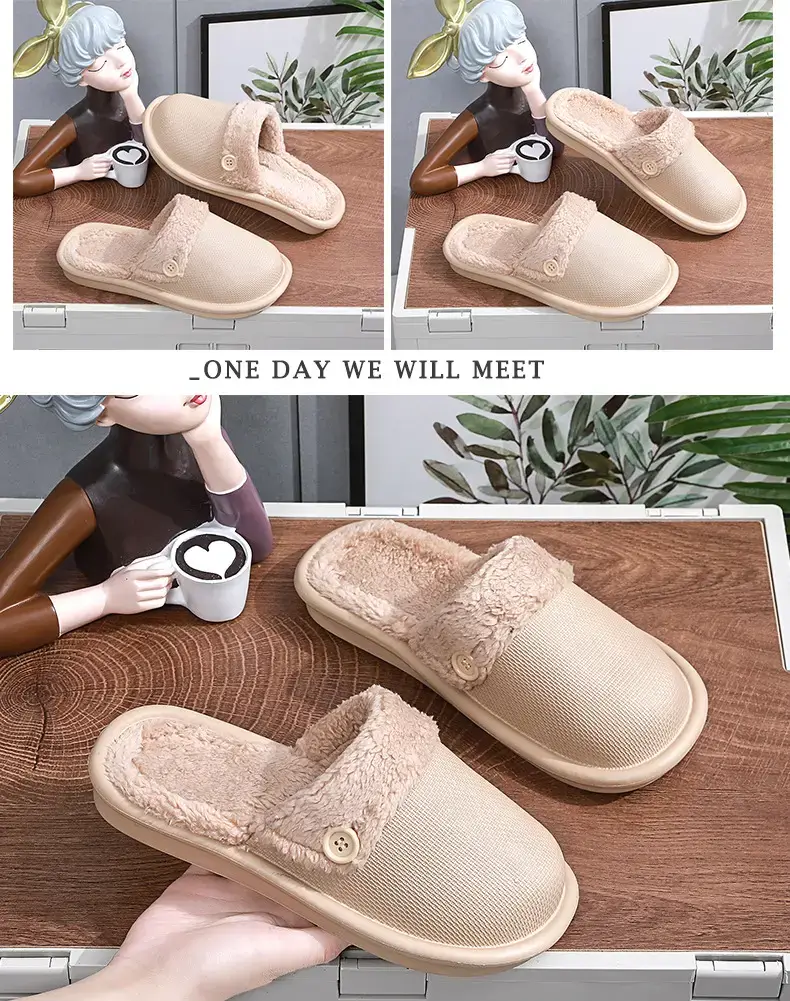 2023 New Autumn and Winter Couple Thick-soled Detachable Home Cotton Slippers Women's Mao Mao Warm Indoor Shoes — feature 9