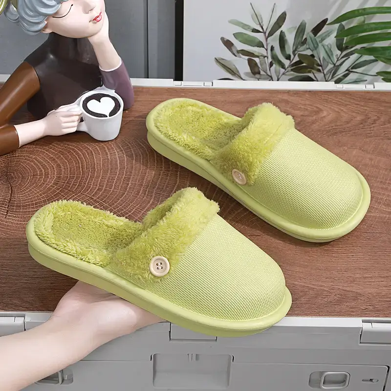 2023 New Autumn and Winter Couple Thick-soled Detachable Home Cotton Slippers Women's Mao Mao Warm Indoor Shoes