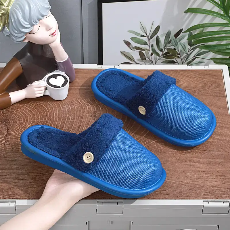2023 New Autumn and Winter Couple Thick-soled Detachable Home Cotton Slippers Women's Mao Mao Warm Indoor Shoes