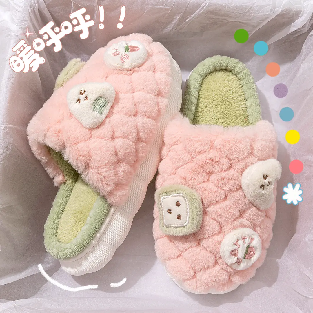 Cute Cotton Slippers for Women, Winter 2026 New Model, Indoor Autumn and Winter Warm Plush Slippers for Men, Winter Season - Image 2