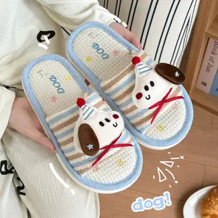 In stock household slippers spring, autumn and winter Four Seasons female couple home home non-slip indoor cotton linen linen thick-soled men — feature 2