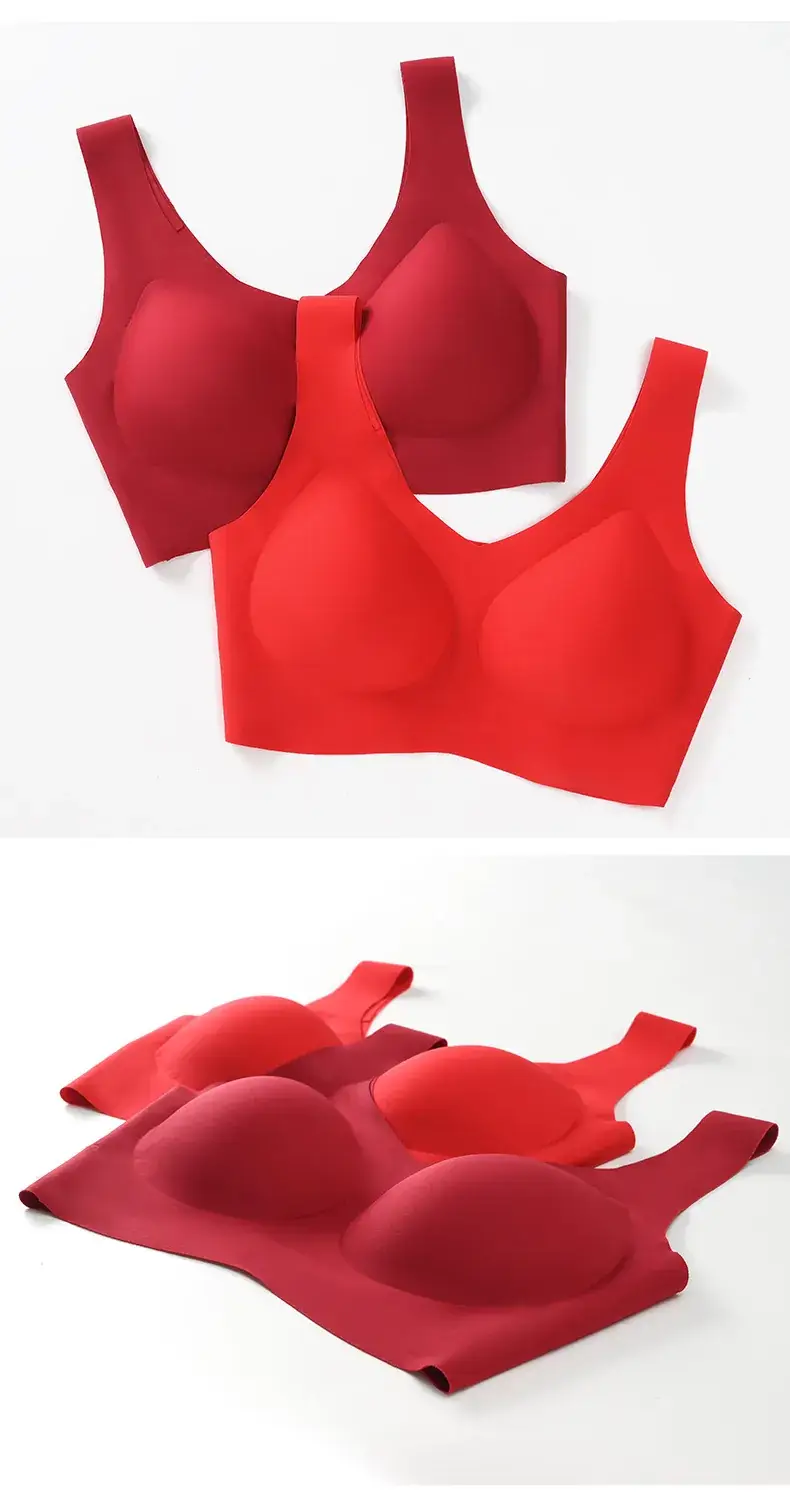 Red Seamless Women's Underwear Set with No Wires — feature 14