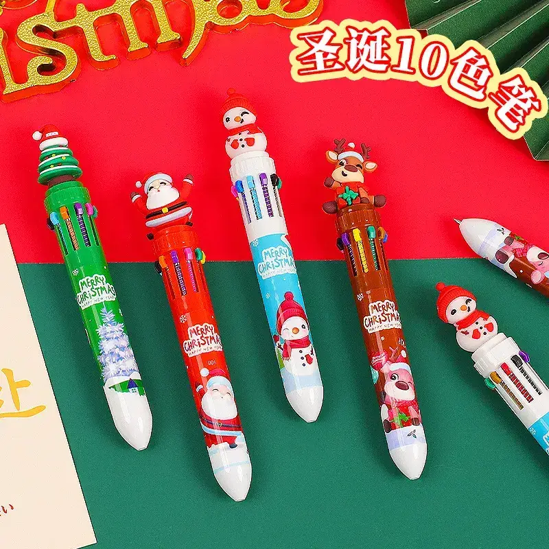 10-Color Cartoon Christmas Pen for Kids