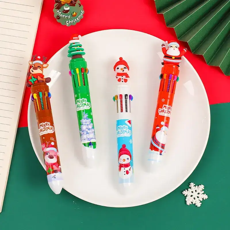 10-Color Cartoon Christmas Pen for Kids
