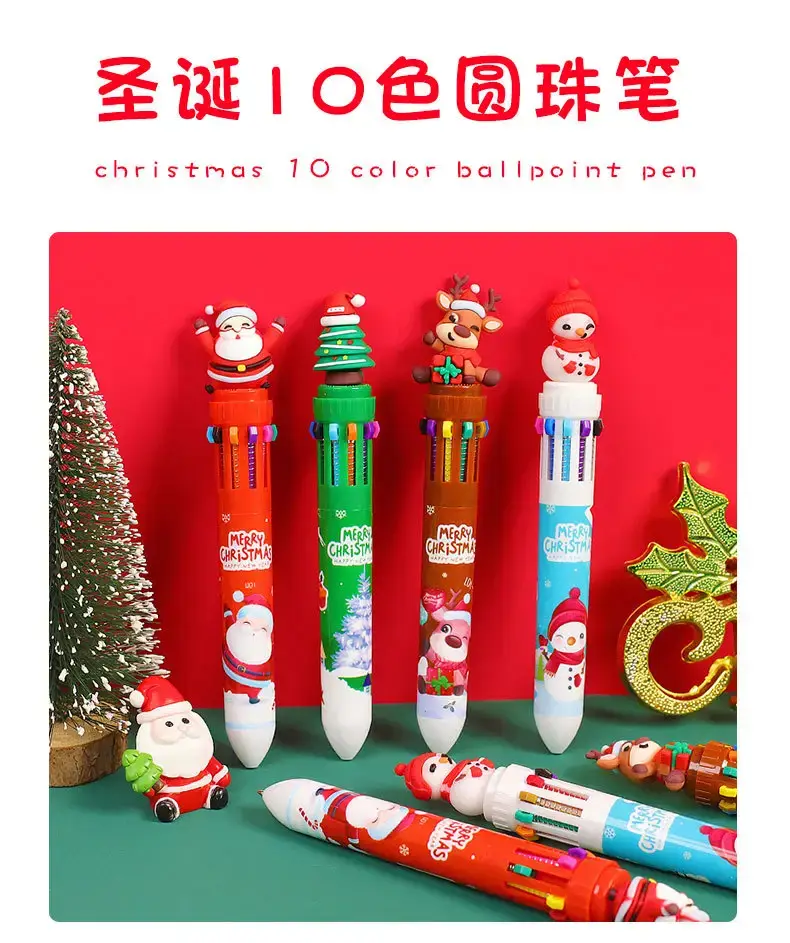 10-Color Cartoon Christmas Pen for Kids — feature 1