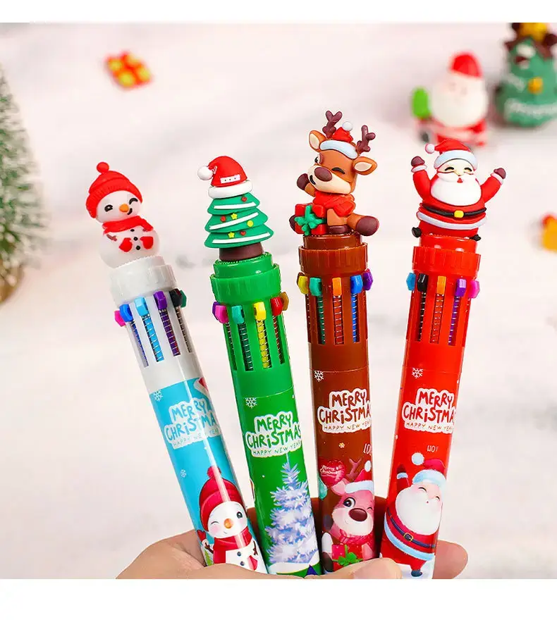 10-Color Cartoon Christmas Pen for Kids — feature 10