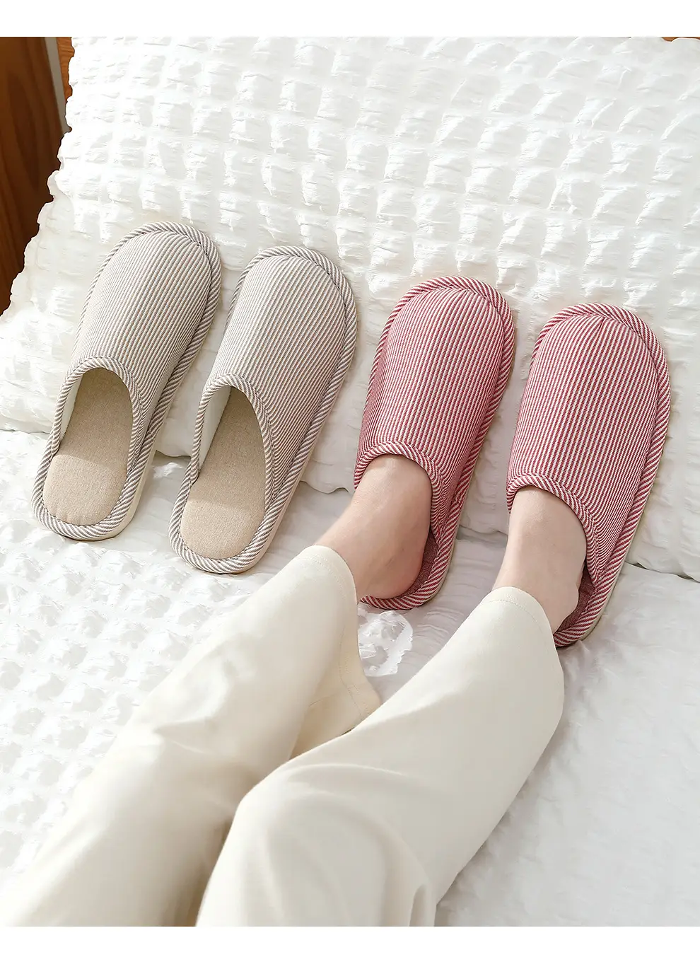 Ready-Made Household Slippers for Spring, Autumn and Winter for All Seasons, Female Couples, Home Non-Slip Indoor Cotton, Linen, Thick-Soled Men's Slippers — feature 9