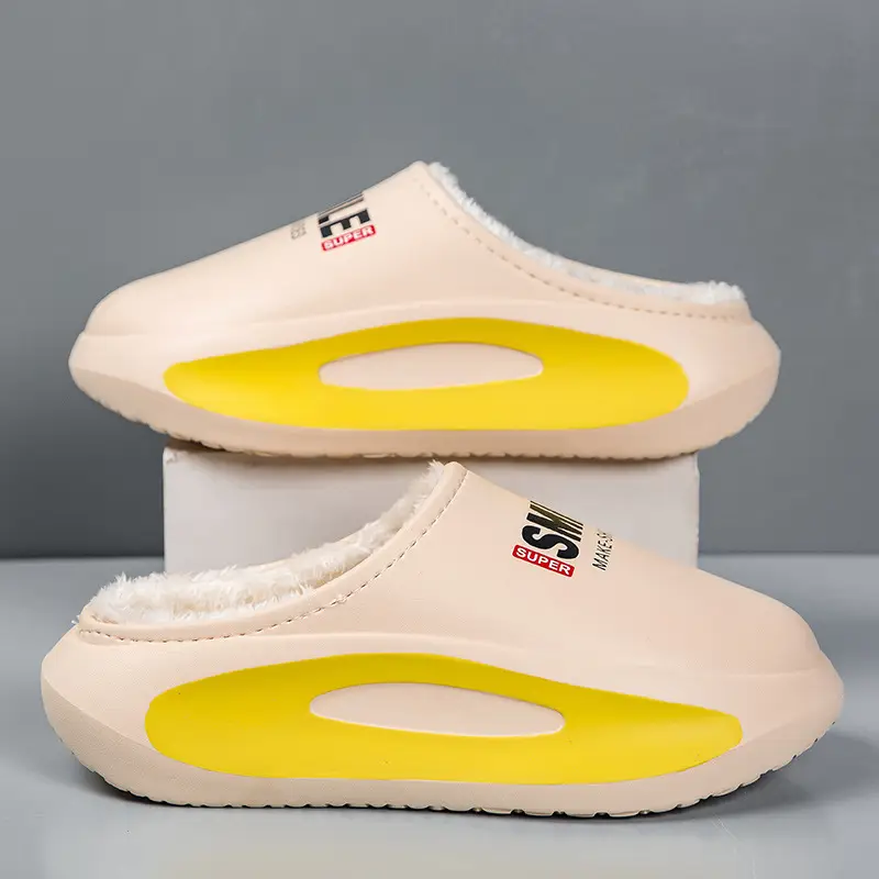 Men's cotton slippers winter fleece-lined warm casual plus size cross-border non-slip waterproof couple home cotton shoes parent-child cotton slippers - Image 4